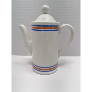 Vintage Kilkenny Design Workshops KDW Ireland Coffee Pot Blue Orange Stripes MCM